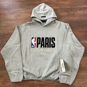 New Authentic Fear of God Essentials NBA Paris Hoodie Grey SS25 Size M